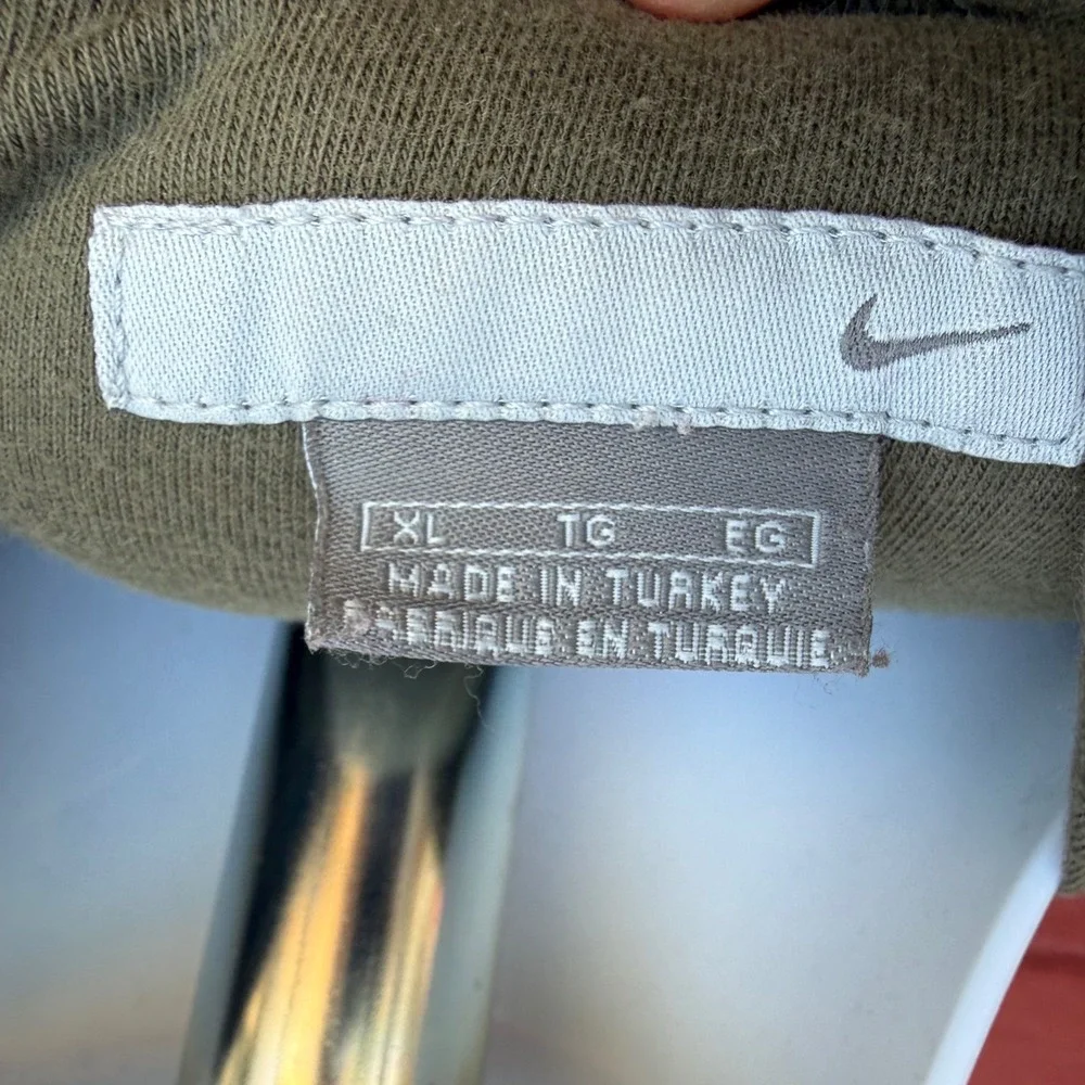 Vtg Y2K Nike Hoodie Mens Size‎ XL Olive Green Pullover Swoosh Sweatshirt Blank